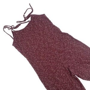 Lulu's Women's Size XL Casual Wide-Leg Crop Jumpsuit Pink Waffle Knit Sleeveless